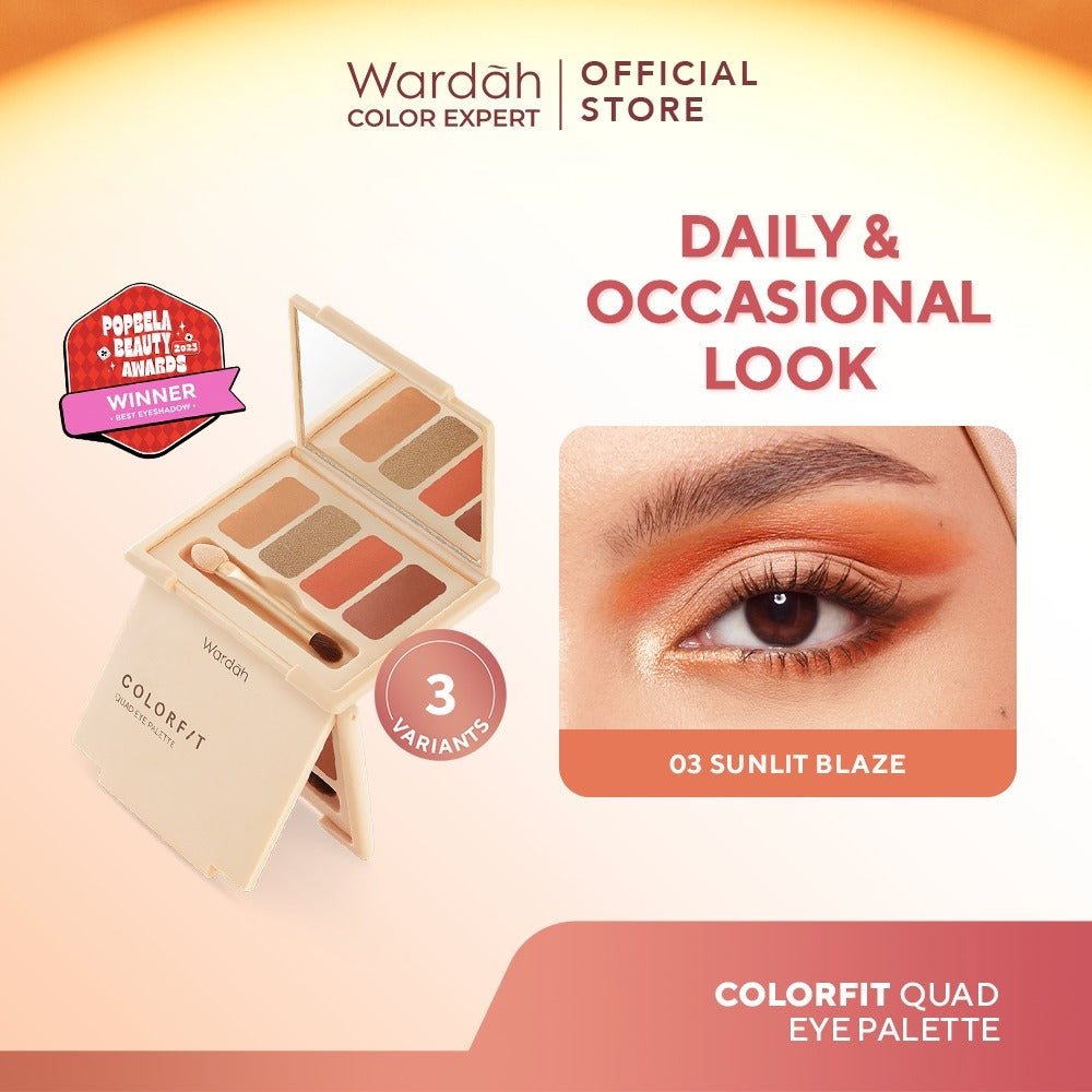 WARDAH Colorfit Quad Eye Palette - Eyeshadow 4 in 1 Pigmented, Blendable, Mudah Digunakan - Eye shadow - Makeup