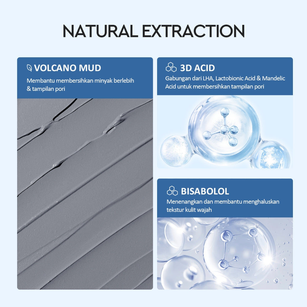 Glad2Glow Volcano 3D Acid Pore Clay Mask Masker Wajah Masker Glad2Glow Masker Komedo Dan Pori Pori Wajah Deep Pores Cleansing Masker Organik Clay Mask Clay Masker Mud Mask Face Masker Jelly Mask Sheetmask Wash Off Mask Masker Jerawat G2Glow Official Store