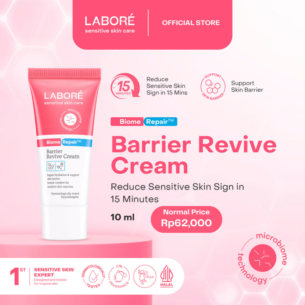 Labore BiomeRepair Barrier Revive Cream Travel Size 10ml - Moisturizer dan Pelembab Wajah Kulit Sensitif