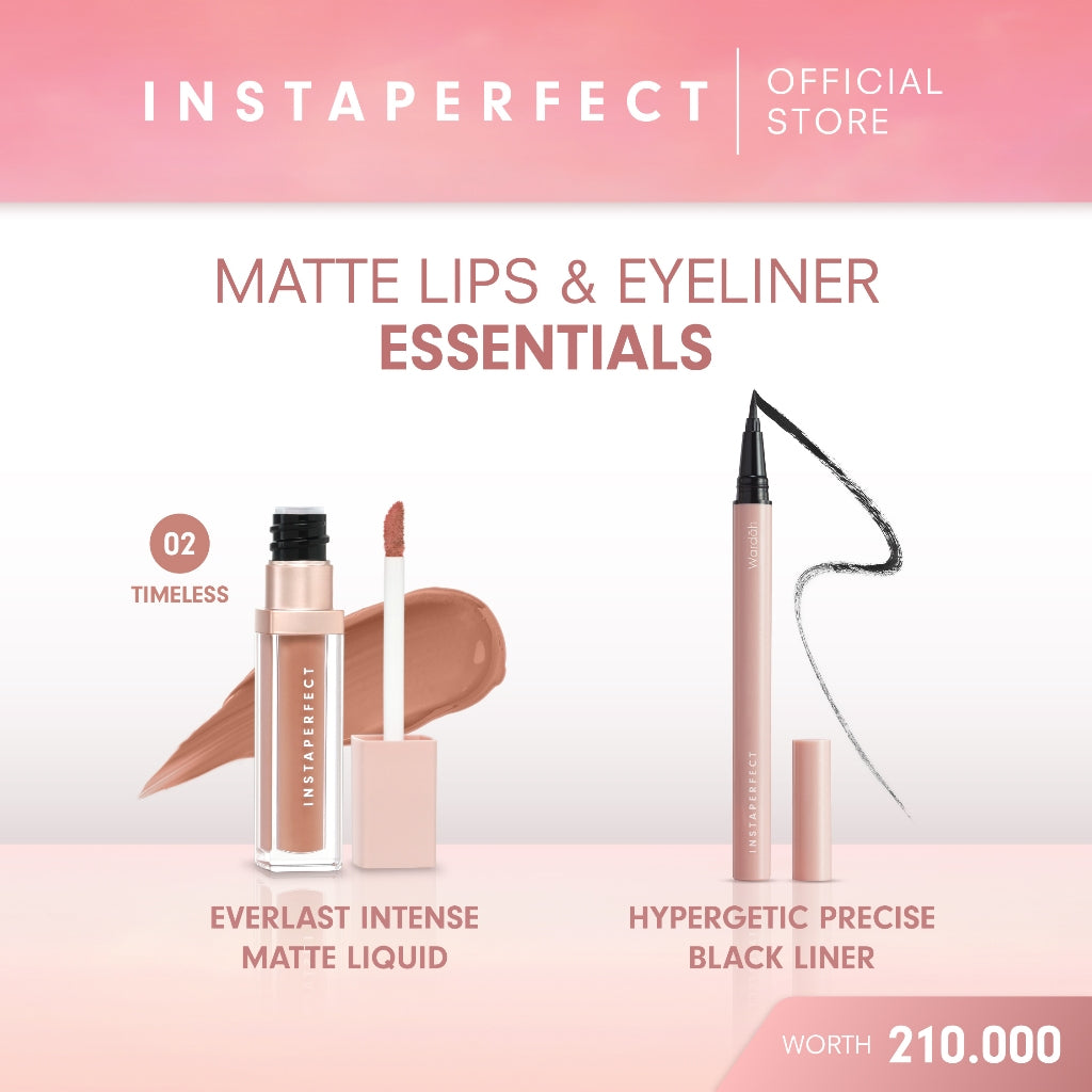 Instaperfect Matte Lips & Eyeliner Essentials Bundle (Everlast Intense Matte Liquid + Hypergetic Precise Black Liner)