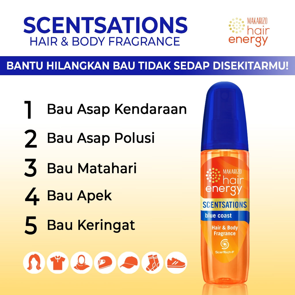 PAKET ISI 2 - Makarizo Hair Energy Scentsations Blue Coast 100 mL Parfum Rambut