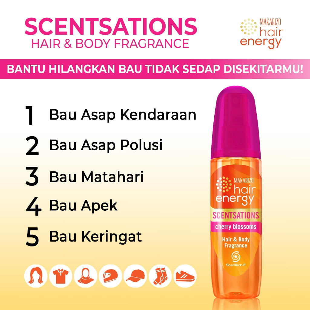 PAKET ISI 2 - Makarizo Hair Energy Scentsations Cherry Blossoms 100 mL Parfum Rambut