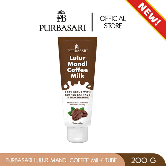 Purbasari Lulur Mandi Coffee Milk Tube 200gr - Kulit Kering Scrub Tubuh Melembutkan
