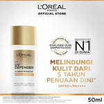 L'Oreal Paris UV Defender Serum Protector Sunscreen SPF 50+ / PA ++++ Skin Care - 50ml (Untuk Mencegah Kulit Tampak Tua 5 Tahun & Melembapkan)