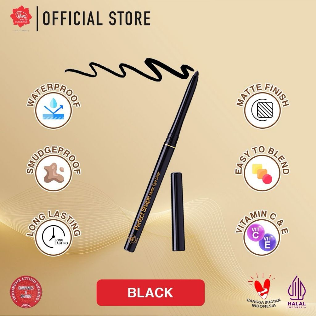 Viva Queen Perfect Shape Pencil Matic Eye Liner (WATERPROOF, SMUDGE PROOF, LONG LASTING & FREE PRESERVATIVE) with VIT C & E - tersedia 3 varian warna