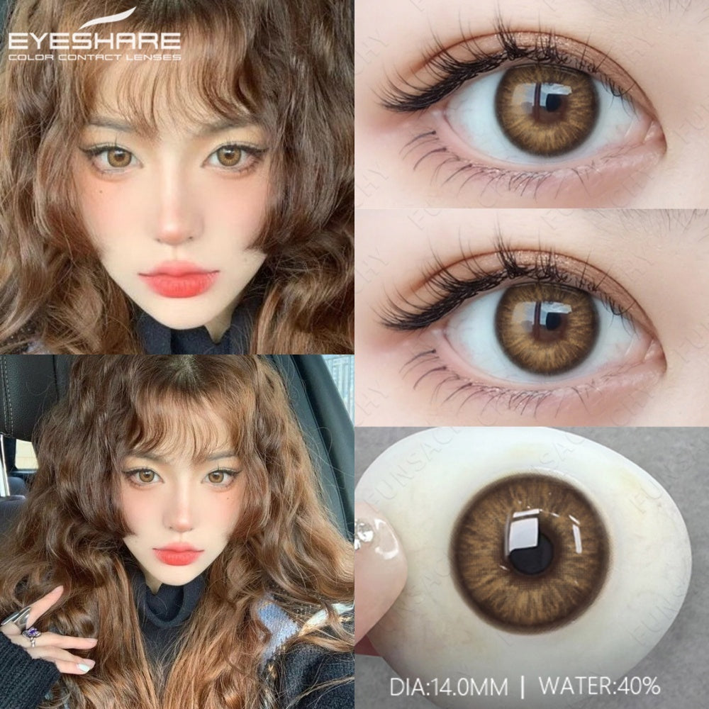 Eyeshare Softlens Minus(-1.00 ~ -8.00) Omg Brown 14.0mm Softlens Mata Softlens Warna Lensa Kontak Soflen