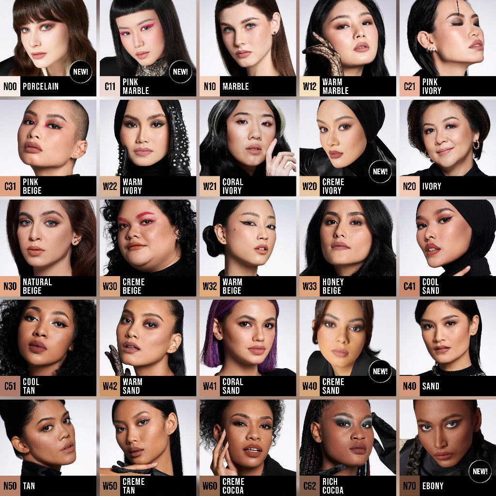 MAKE OVER Flawless Smooth Makeup Look - Powerstay 24H Matte Powder Foundation + Transferproof Matte Lip Cream - Paket Bedak Padat dan Lipcream Tahan Lama Ringan