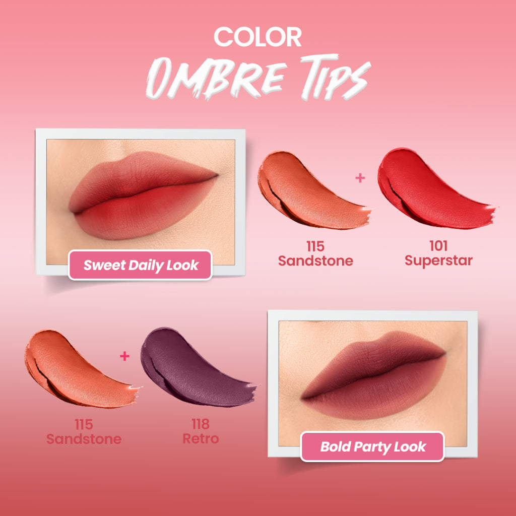 Hanasui Mattedorable Lipstick - Anti Geser Formula  Smudgeproof Transferproof Long Lasting Tahan Lama Melembabkan Hidrasi Optimal