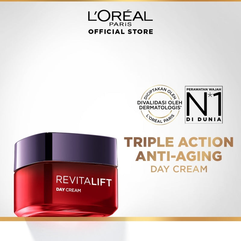 L'Oreal Paris Revitalift Triple Action Day Cream Skin Care - 50ml (Krim Siang Untuk Kulit Cerah Tampak Muda)