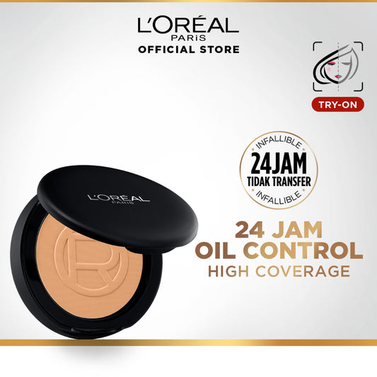 L’Oreal Paris Infallible Oil Killer High Coverage Powder Foundation Make Up - 6gr (Natural Matte & 24 Jam Oil Control)