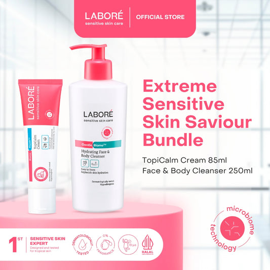 Labore Extreme Sensitive Skin (TopiCalm Cream 85ml and Face & Body Cleanser 250ml) - Bundle Moisturizer and Cleanser sebagai Pelembab Wajah dan Pembersih Wajah