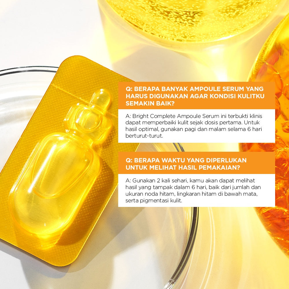 GARNIER Serum Vitamin C Bright Complete Vitamin C Ampoule Serum Skincare - 1.5 ml Serum Mencerahkan Wajah Cepat Cerahkan Noda Hitam Serum Wajah