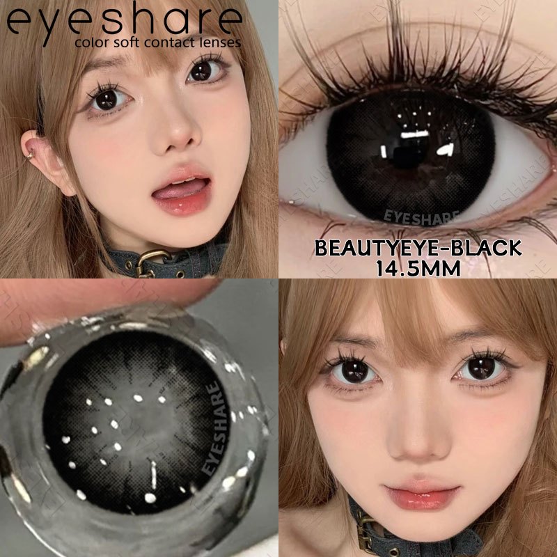 Eyeshare Softlens Big Eyes Beautyeye Chocolate 1Pasang 14.5mm Lensa Black Softlen