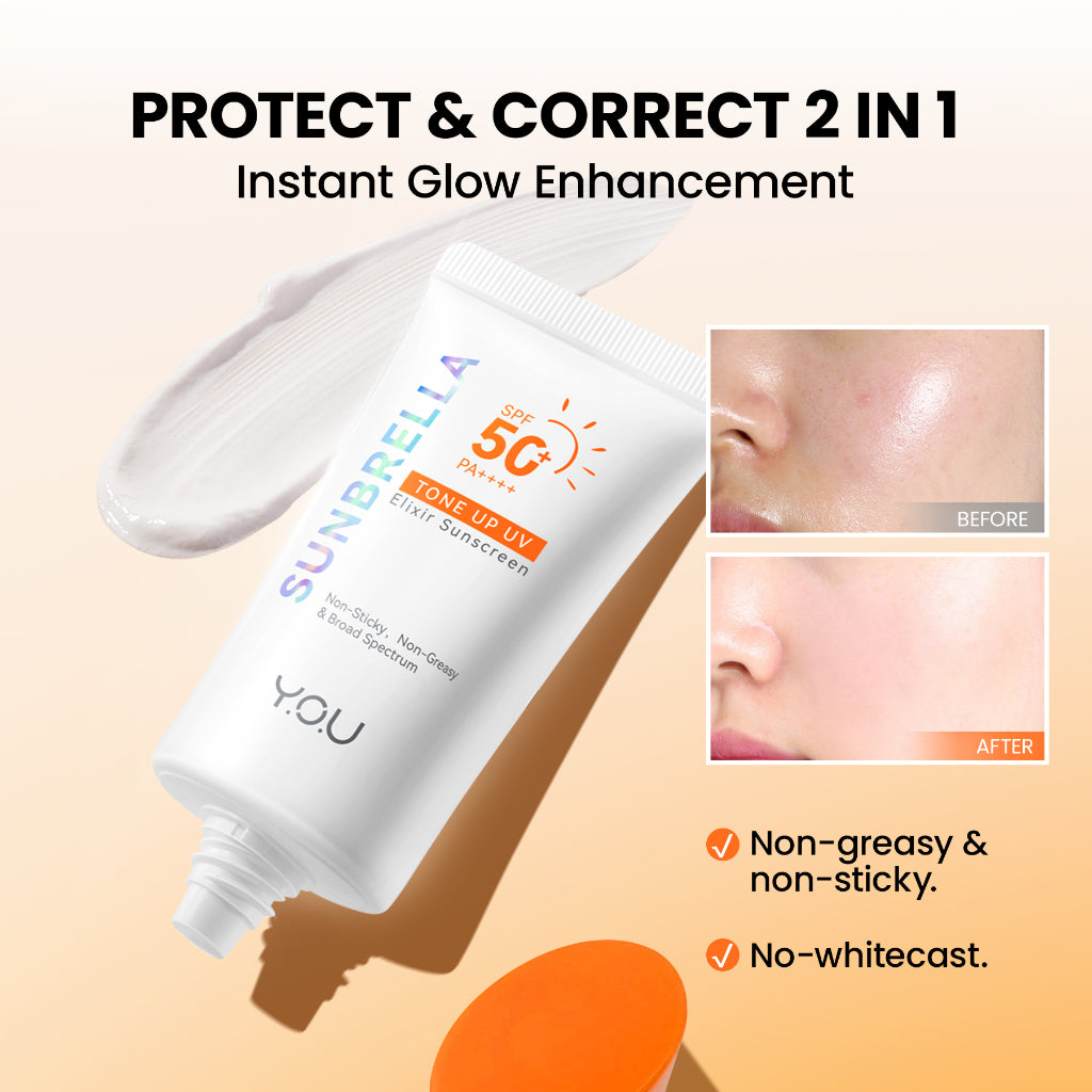 YOU Sunbrella Tone Up UV Elixir Sunscreen SPF50+ PA++++ Tabir Surya Mencerahkan dan Menghidrasi