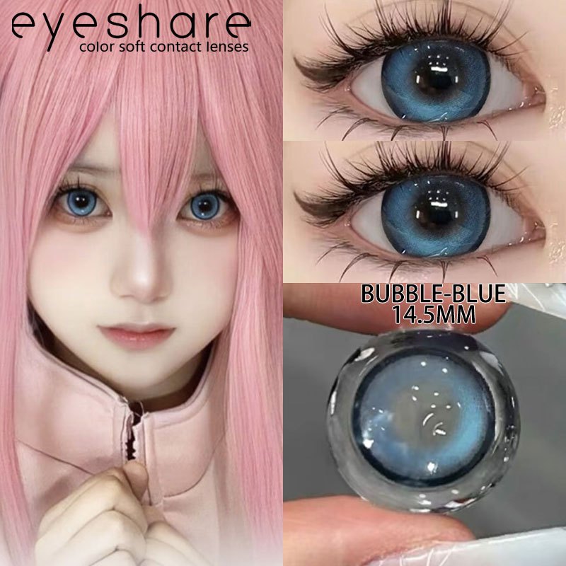 Eyeshare Softlens Blue Big Eyes 14.5mm 14.2mm 1Pasang Soft Lensa Kontak Soflen Blue
