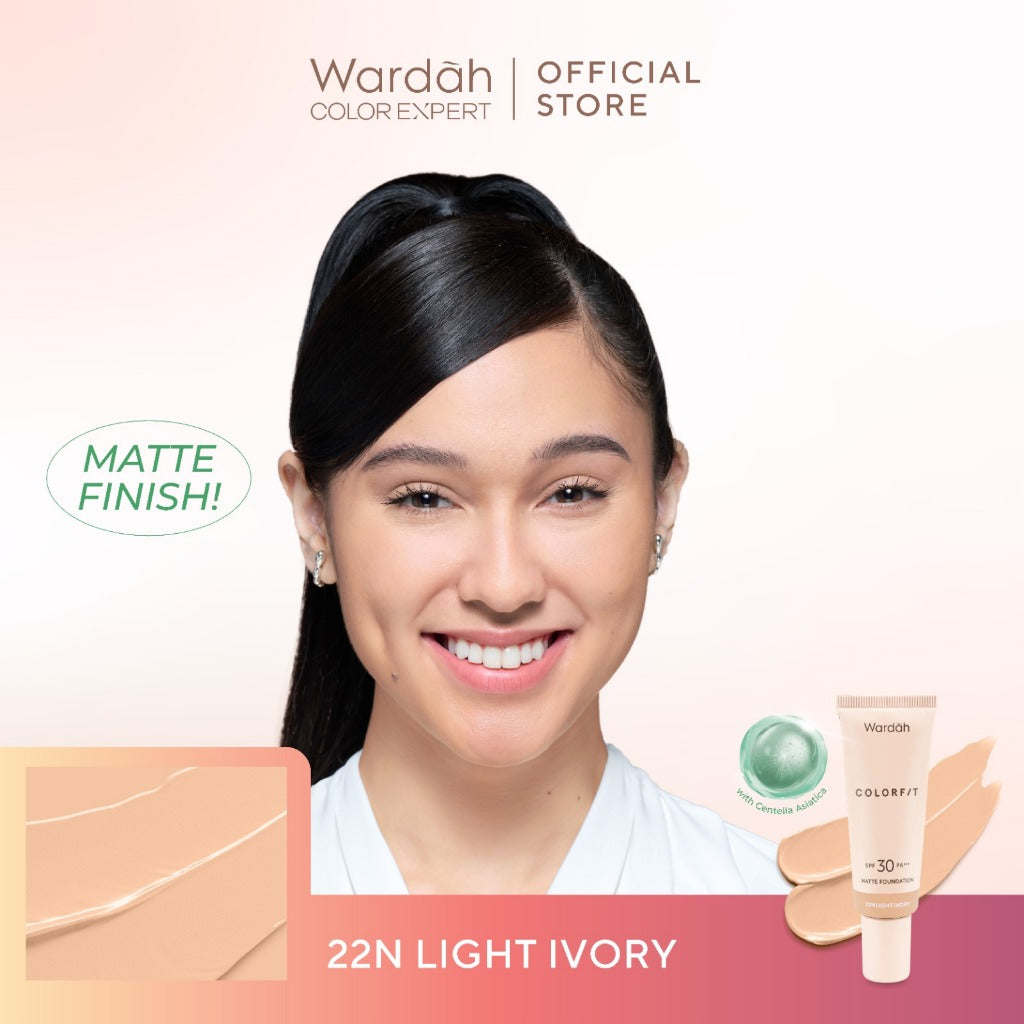 WARDAH Colorfit Matte Foundation - Liquid Foundation SPF 30PA++ dengan Oil Control & Tahan Lama Hingga 12 Jam - Makeup