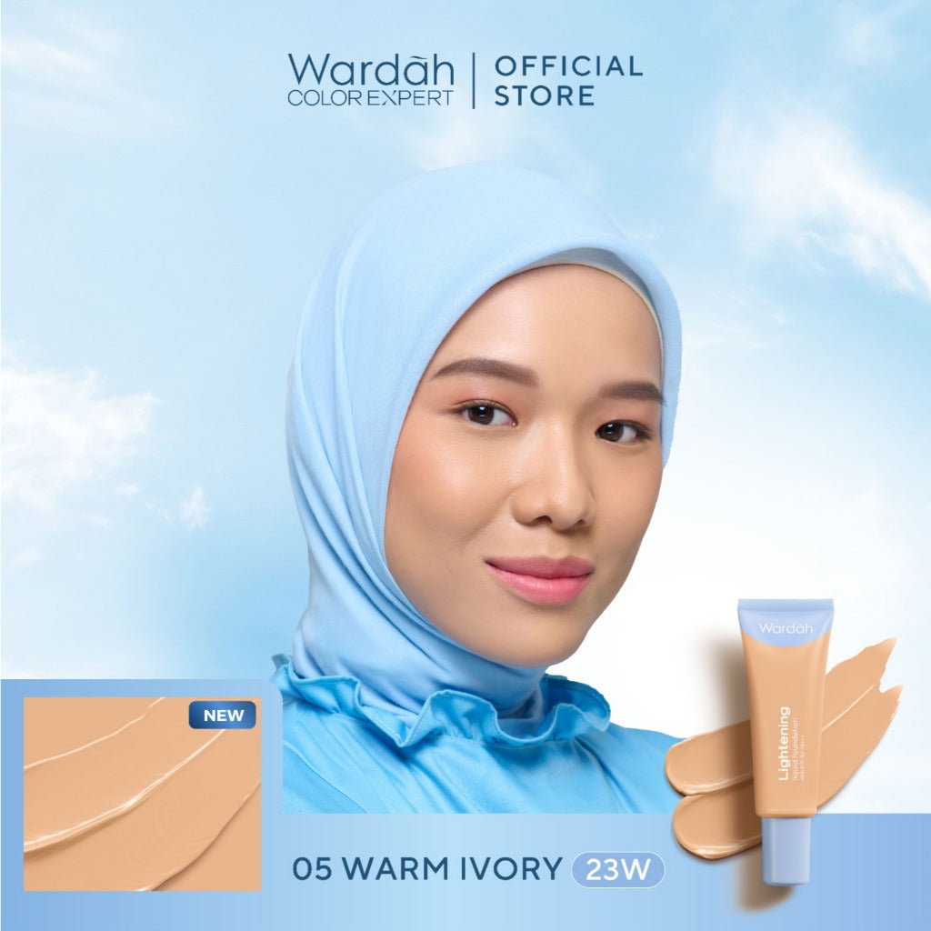 WARDAH Lightening Liquid Foundation 25ml - Base Makeup dengan Skin-Like to High Coverage yang Mengandung SPF 40 PA+++ dan Serum Niacinamide Untuk Hasil Makeup Flawless dan Cerah - Makeup - Foundation - Bedak - Cushion -  Foundation Anti Longsor