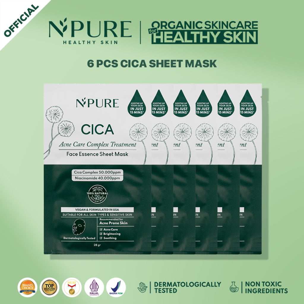NPURE 6 pcs Sheet Mask Cica/Noni/Marigold/Licorice