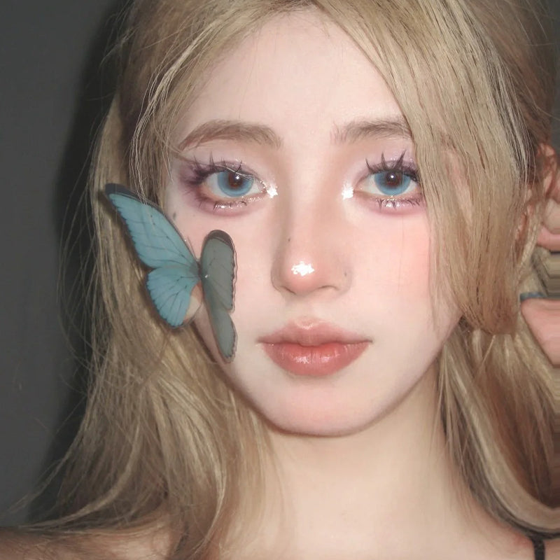 normal&minus[-1.00s/d~-8.00] Beauty Lens Softlens Hijau dan Biru Lensa Berwarna Lensa mata Ukuran 14.5mm