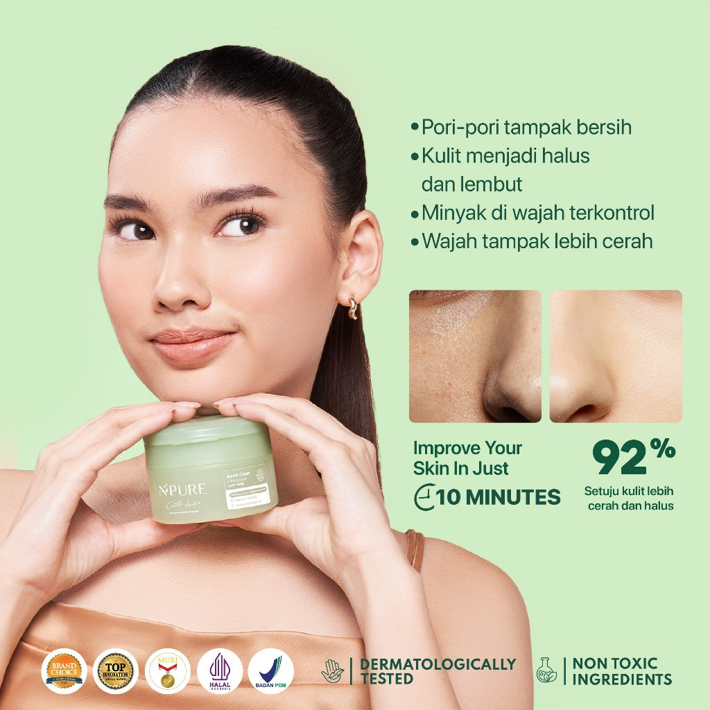 NPURE CENTELLA ASIATICA ACNE CLEAR CHOCOMINT CLAY MASK / Masker Anti Jerawat Komedo / Masker Kulit Berminyak