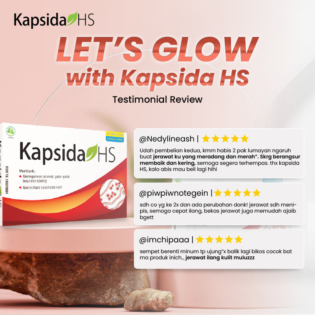 Kembang Bulan Kapsida HS 12 Kapsul FREE SCRUNCHIE KOREA - Obat Jerawat Gatal-gatal Kulit Bisul Alergi Bekas Jerawat Punggung dan Batu Ampuh untuk Kesehatan Kulit
