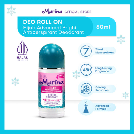 Marina Hijab Advanced Bright Antiperspirant Deodorant 50ml [1pcs] Exp Date : 04.2026