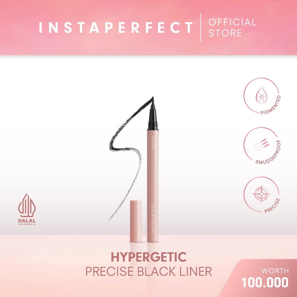 Instaperfect HYPERGETIC Precise Black Liner 1 g - Eyeliner Spidol (Hasil Presisi Sempurna & Pigmented)