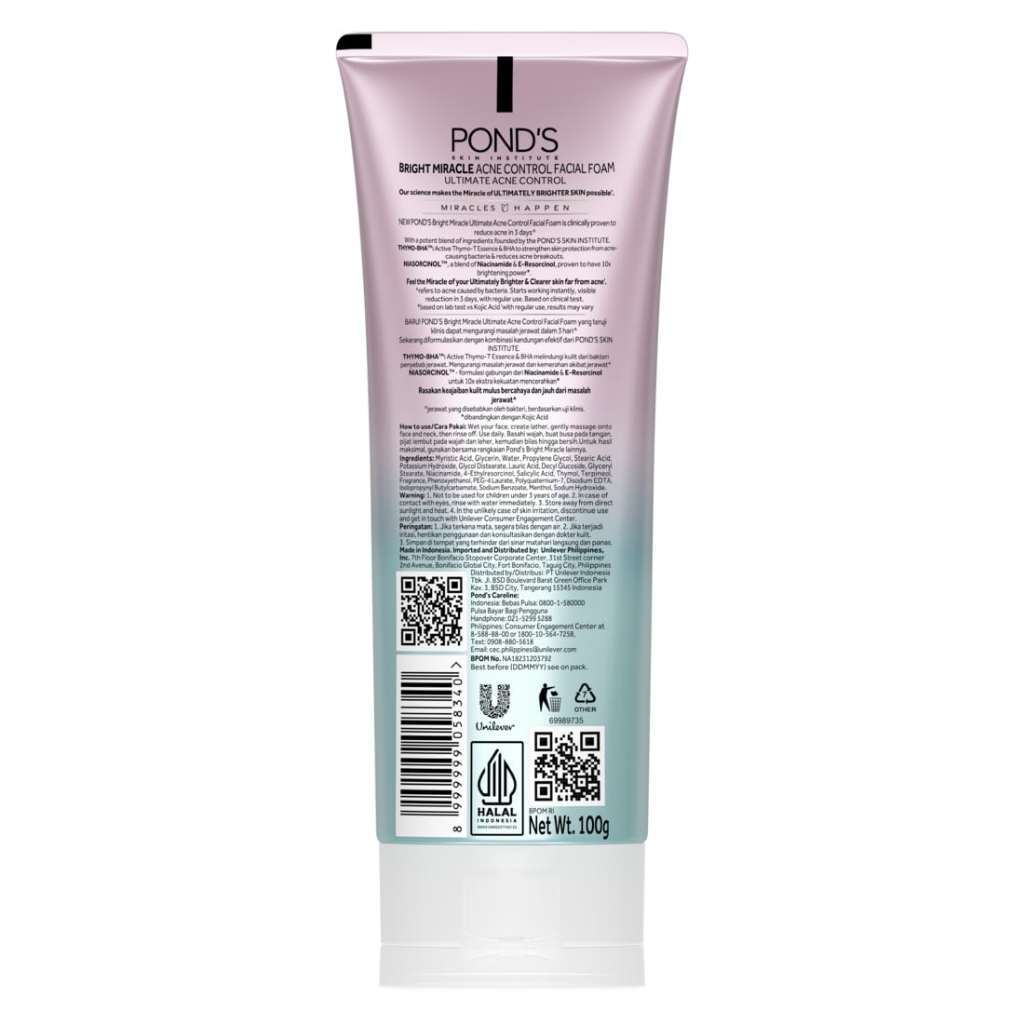 Pond's Bright Miracle Ultimate Acne Control Facial Foam 100G x2