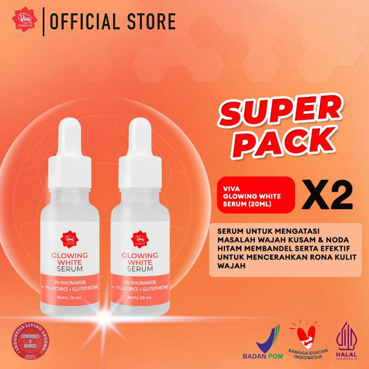 [Super Pack !!!] Viva Glowing White Serum with Niacinamide, Licorice & Glutathione (20ml) - 2 Pcs
