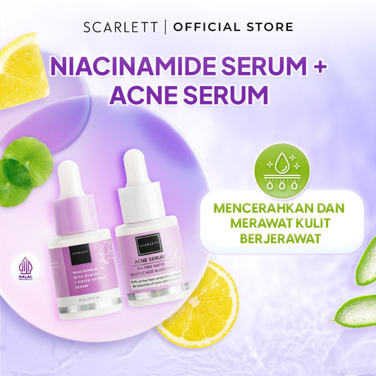 Scarlett Whitening Acne Serum + Niacinamide 5% Serum Mencerahkan dan merawat kulit berjerawat