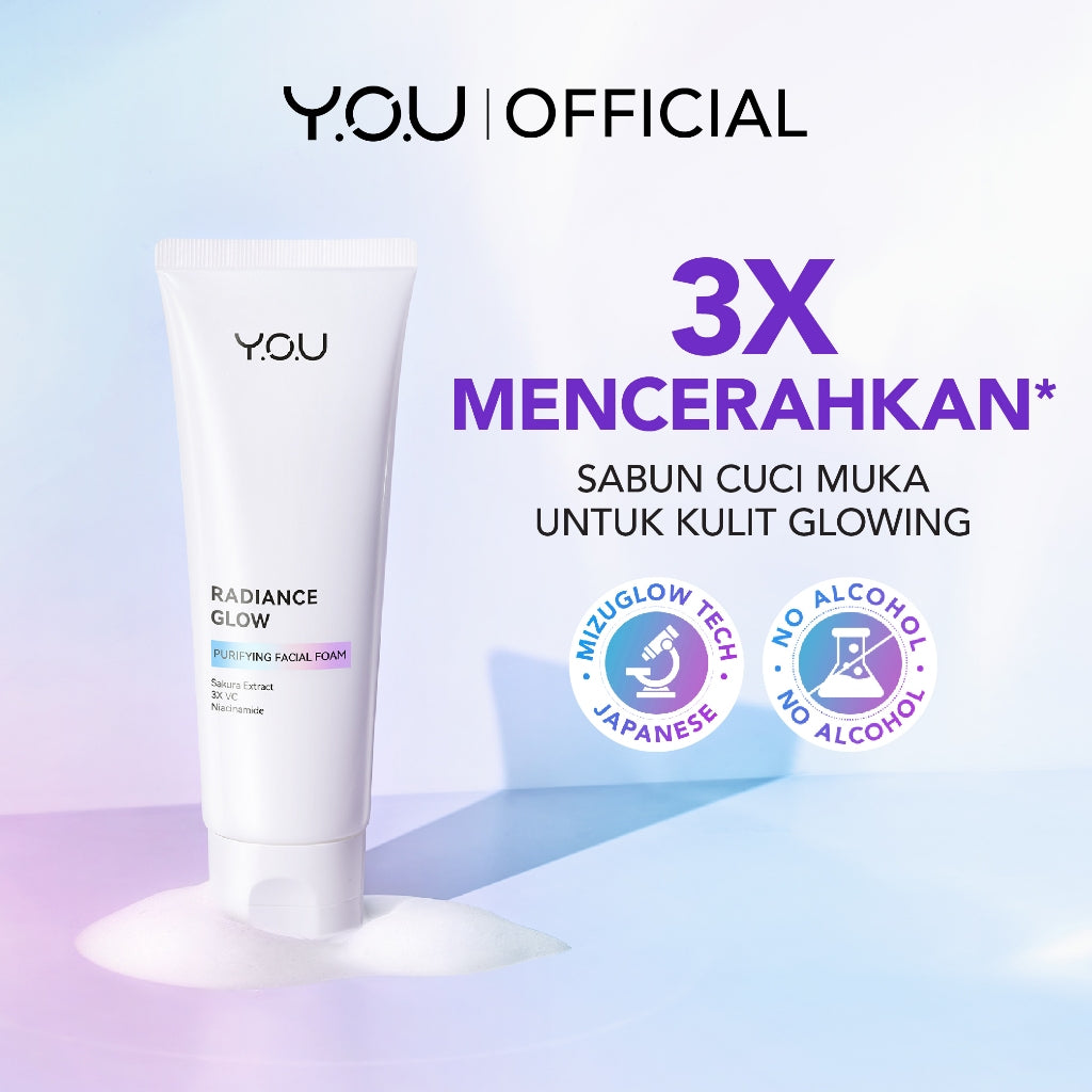 YOU Radiance Glow Purifying Facial Foam Brightening Vitamin C Niacinamide Amino Gentle Cleansing Mencerahkan
