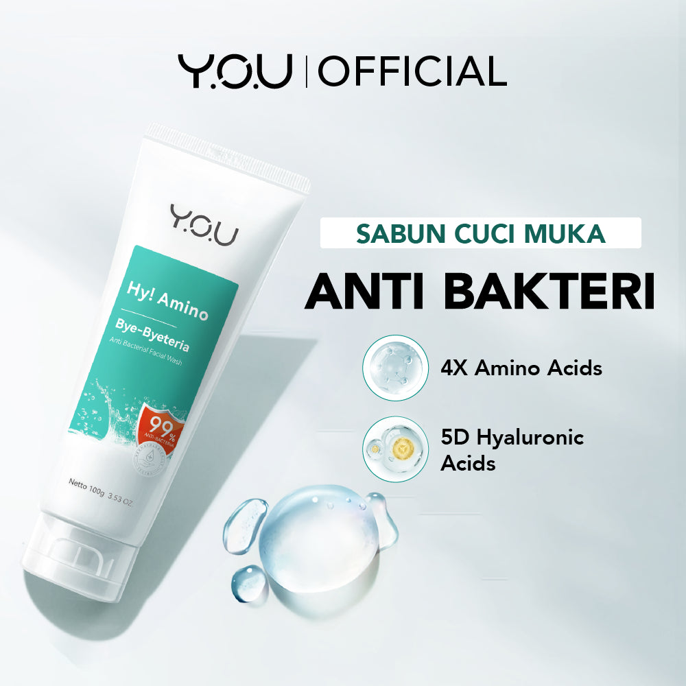 YOU Hy! Amino Bye-Byeteria Anti Bacterial Facial Wash Sabun Pembersih Wajah Hyaluronic Acid