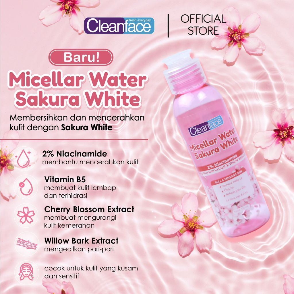 [GET 3] Purbasari Cleanface Micellar Water 250 ml / Pembersih Wajah / Pembersih Makeup Waterproof