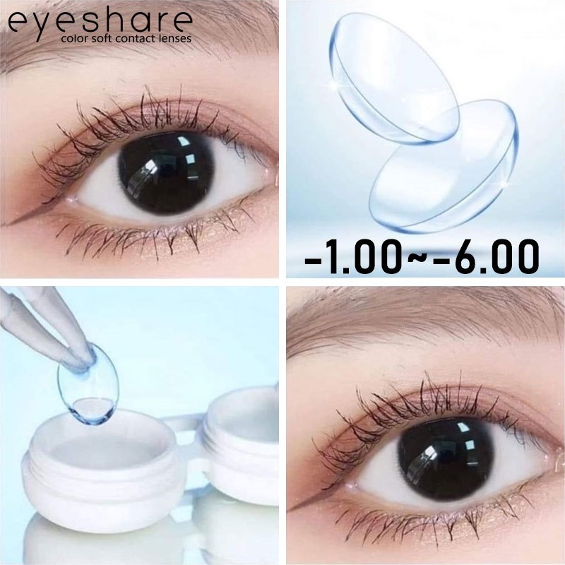 Eyeshare Clear Blue Softlens Minus(-1.00~-6.00) 14.0mm Tanpa Warna Mata Softlen Lensa Kontak