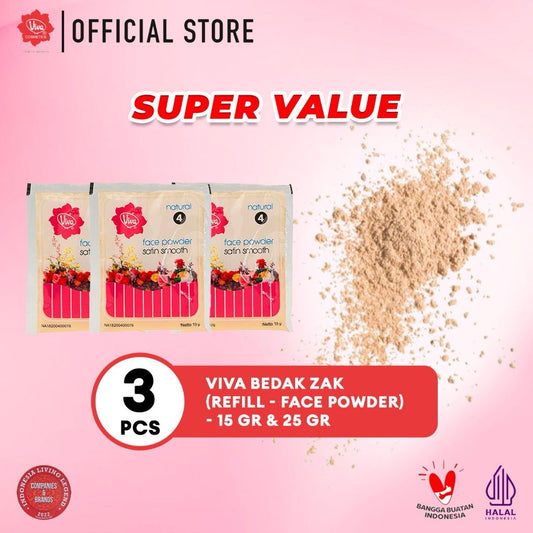 [Super Value !!!] Viva Bedak Zak (Refill - Face Powder) - Tersedia 3 Varian Warna (Isi 3 Pcs)