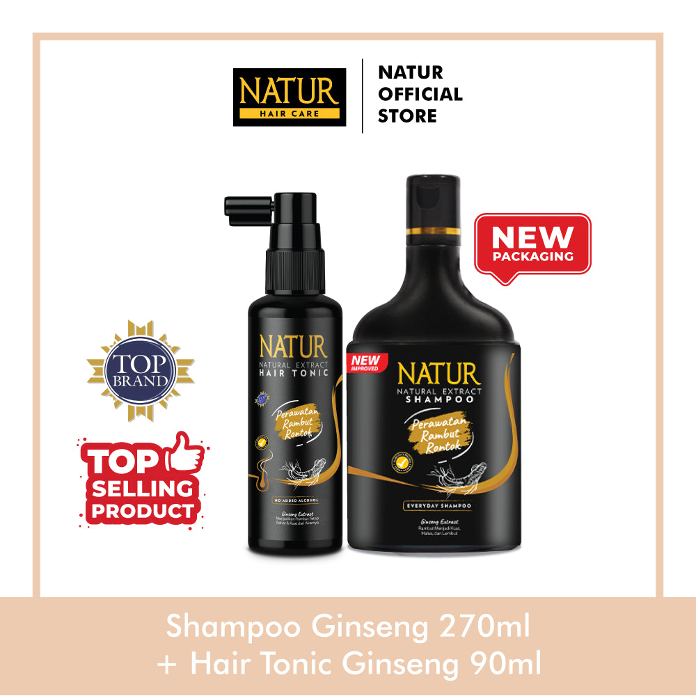 Paket Shampo Ginseng 270 ml + Hair Tonik Ginseng 90 ml - Paket Rambut Rontok / Anti Hair Fall / Menguatkan Akar Rambut