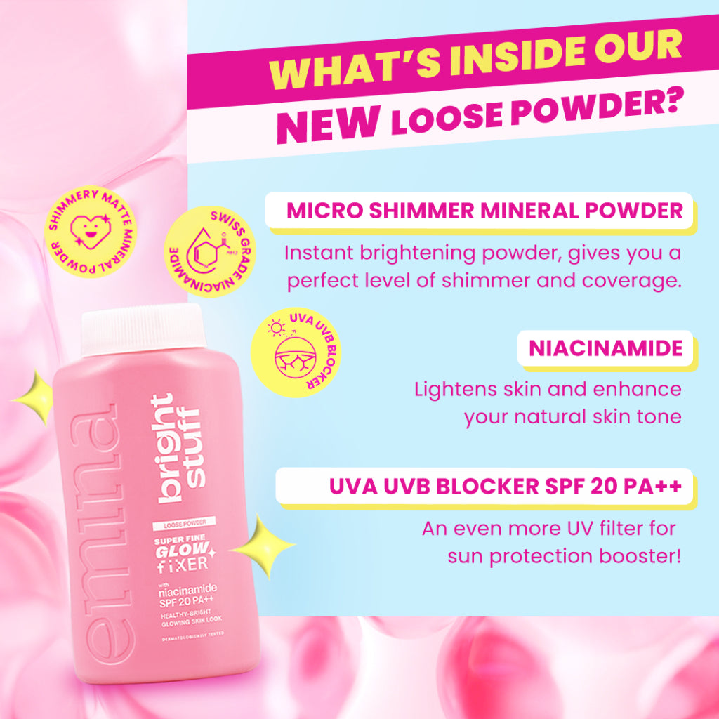 [SPECIAL 11.11] NEW! Emina Bright Stuff Loose Powder 55 g - Bedak Tabur Cerah Instan, Hasil Matte, Oil Control