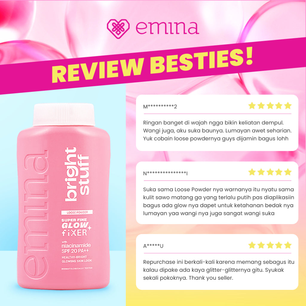 [SPECIAL 11.11] NEW! Emina Bright Stuff Loose Powder 55 g - Bedak Tabur Cerah Instan, Hasil Matte, Oil Control