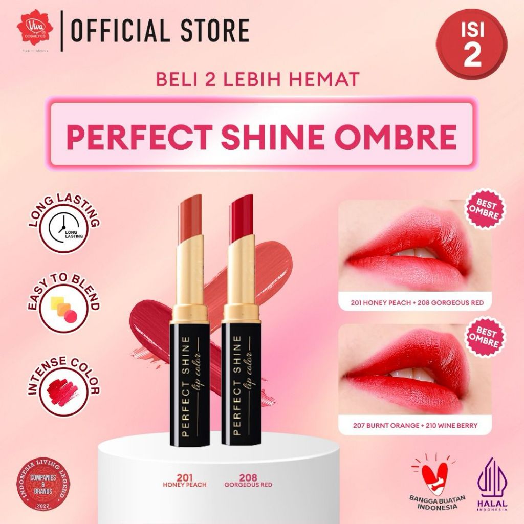 [PROMO - Super Pack !!!] Viva Queen Perfect Shine Ombre  - RICH COLOR, CREAMY SWATCH, SILKY SMOOTH & NOURISH with OMEGA 3 & Aloe Butter