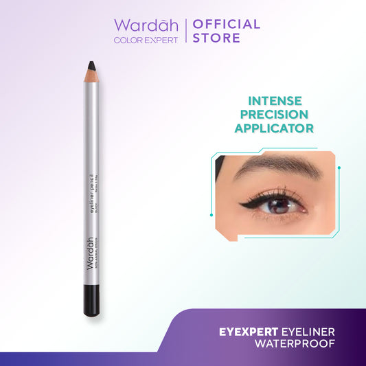 Wardah Eye Liner - Waterproof, dan Warna Hitam Intense - Tekstur Lembut Dengan Aplikator Presisi Mudah Digunakan - Tahan Lama Cocok Untuk Garis dalam Mata