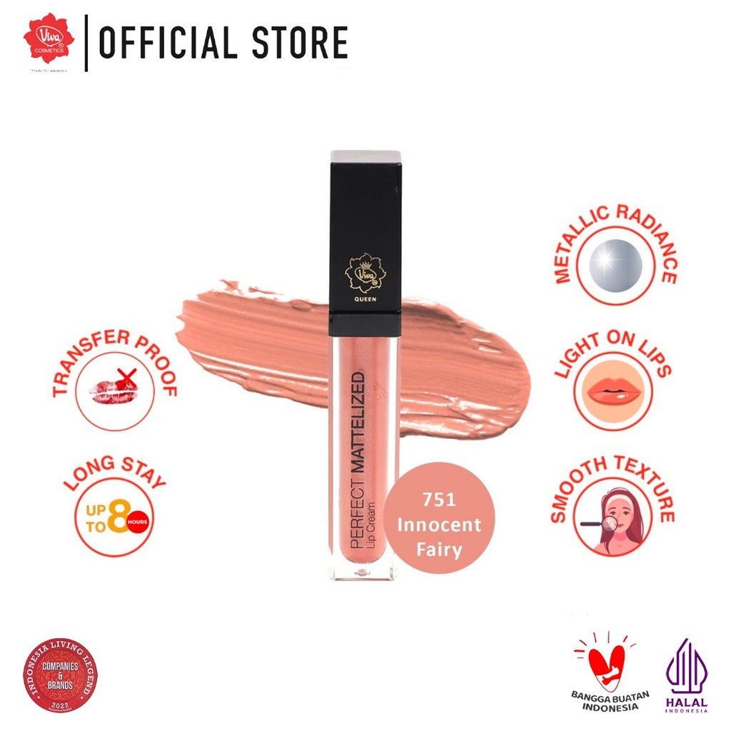 Viva Queen Perfect Mattelized Lip Cream - TRANSFER PROOF & LONG STAY with Emollient & VIT E (Tersedia 5 varian warna)