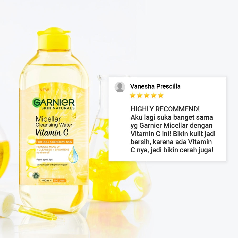 GARNIER Micellar Water Vitamin C Skin Care 125ml 400ml Skincare Cleansing - Pembersih Wajah & Make up untuk Kulit Kusam Micellar Cleansing Water