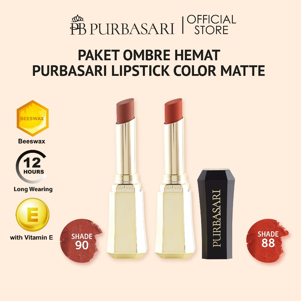 [isi 2pcs] Purbasari Lipstick Color Matte Ombre Package