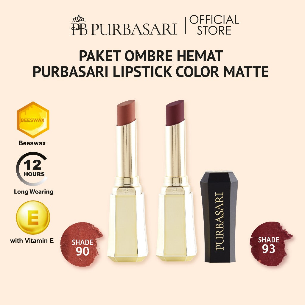 [isi 2pcs] Purbasari Lipstick Color Matte Ombre Package