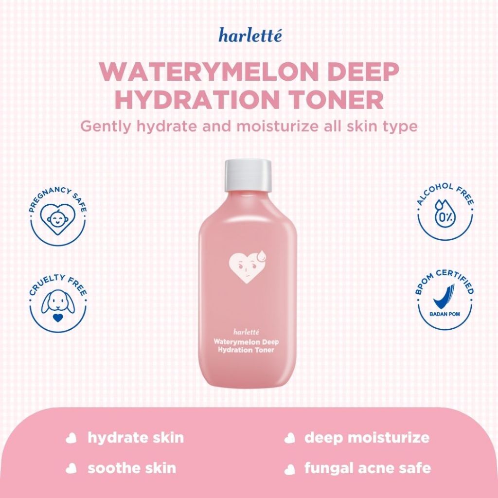 Harlette Waterymelon Deep Hydration Toner | Dry, Dehydrated, Combination, Sensitive Skin, Hydrating, Skincare Wajah
