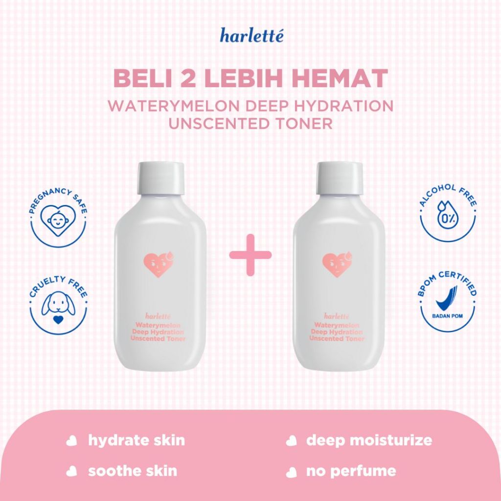 [BELI 2 LEBIH HEMAT] Harlette Waterymelon Deep Hydration Unscented Toner | Dry, Dehydrated, Combination, Sensitive Skin, Hydrating, Skincare Wajah