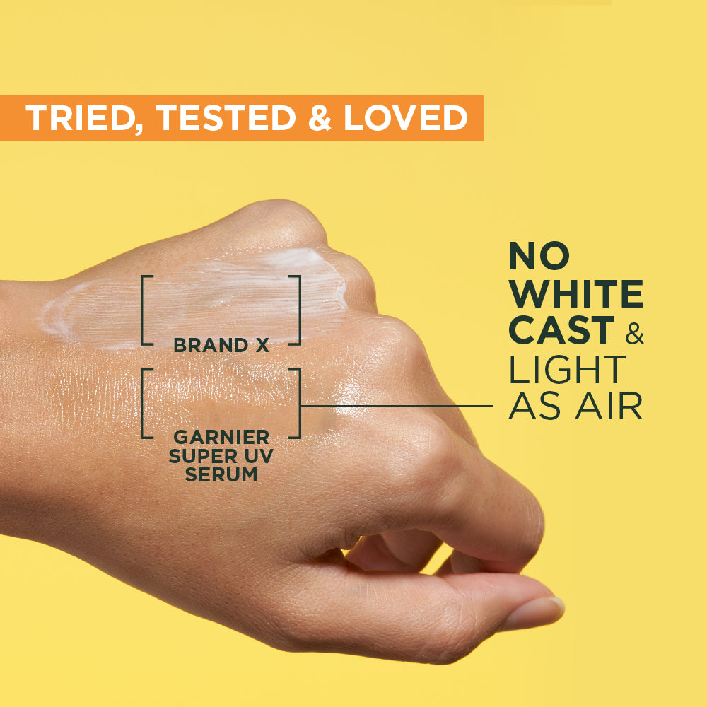 GARNIER Super UV Invisible Serum Sunscreen SPF 50+ PA++++ Vitamin C Skincare - 30ml Sunblock Mencerahkan Wajah sunscreen spf 50 pa ++++