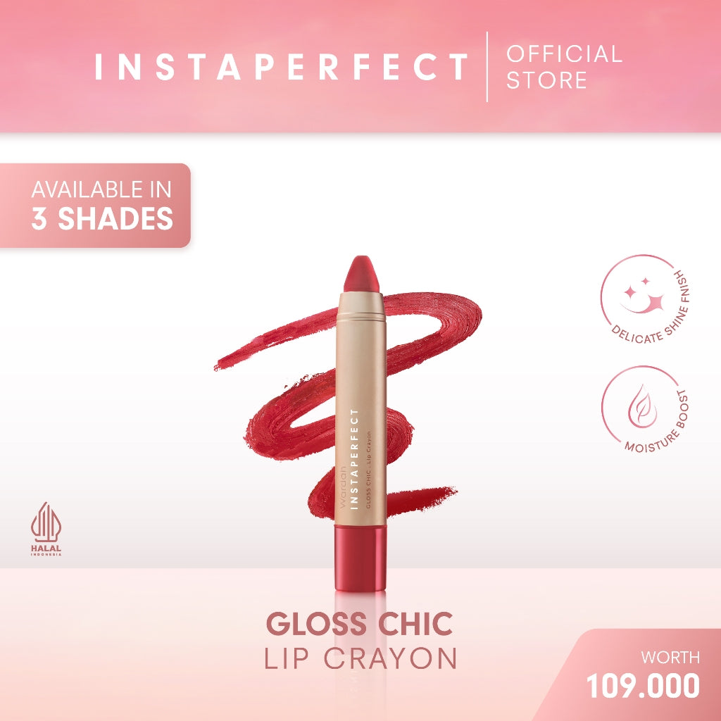 Instaperfect GLOSS CHIC Lip Crayon 2.7 g - Lipstick Gloss (Natural Glossy & Menjaga Kelembaban Bibir)