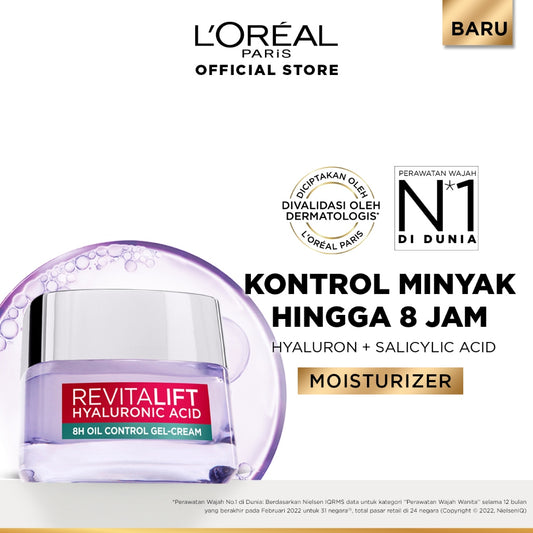 L'oreal Paris Revitalift Hyaluronic Acid 8h Oil Control Gel-Cream - Kulit Terasa Kenyal & Replumping