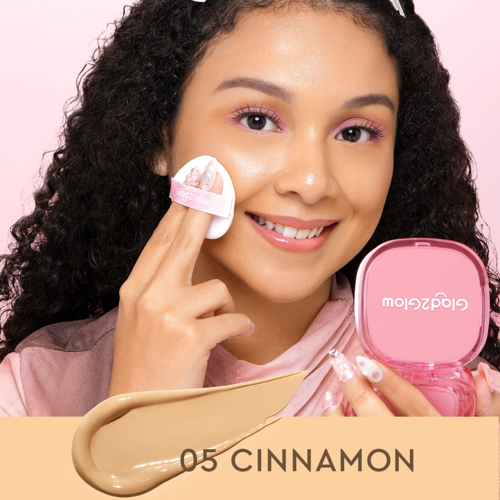 Glad2Glow Perfect Cover Cushion Foundation Waterproof Make Up Setting Concealer BB Cream Tahan Lama Hingga 12 Jam Hasil Akhir Glowing Dan Menyatu Dengan Warna Kulit Tekstur Ringan Di Wajah Full Coverage Velvet To Matte g2glow official store